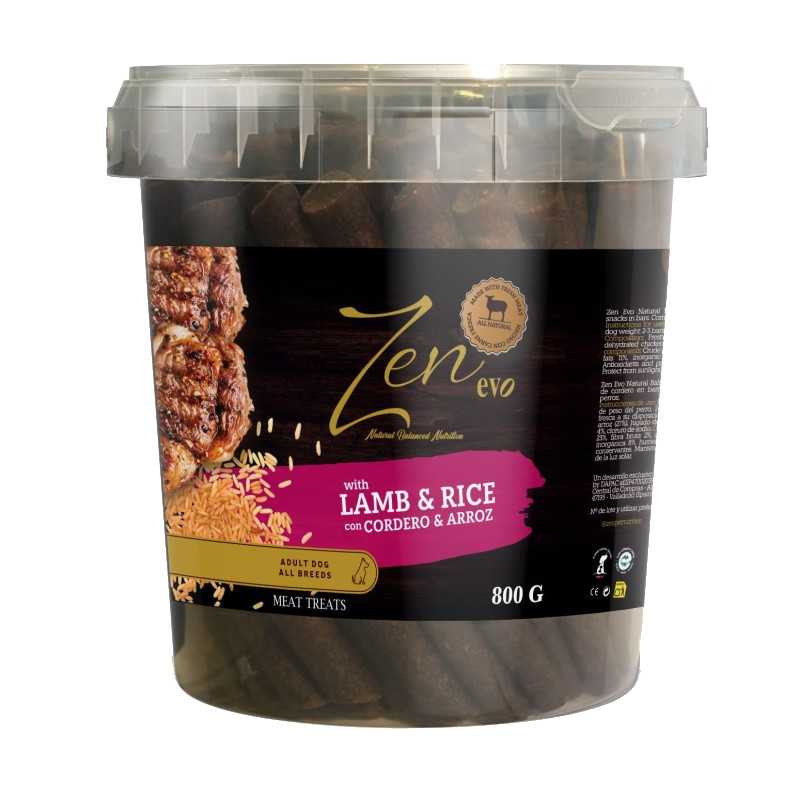 Tarrina de Zen Evo Barritas de cordero y arroz de 800 g