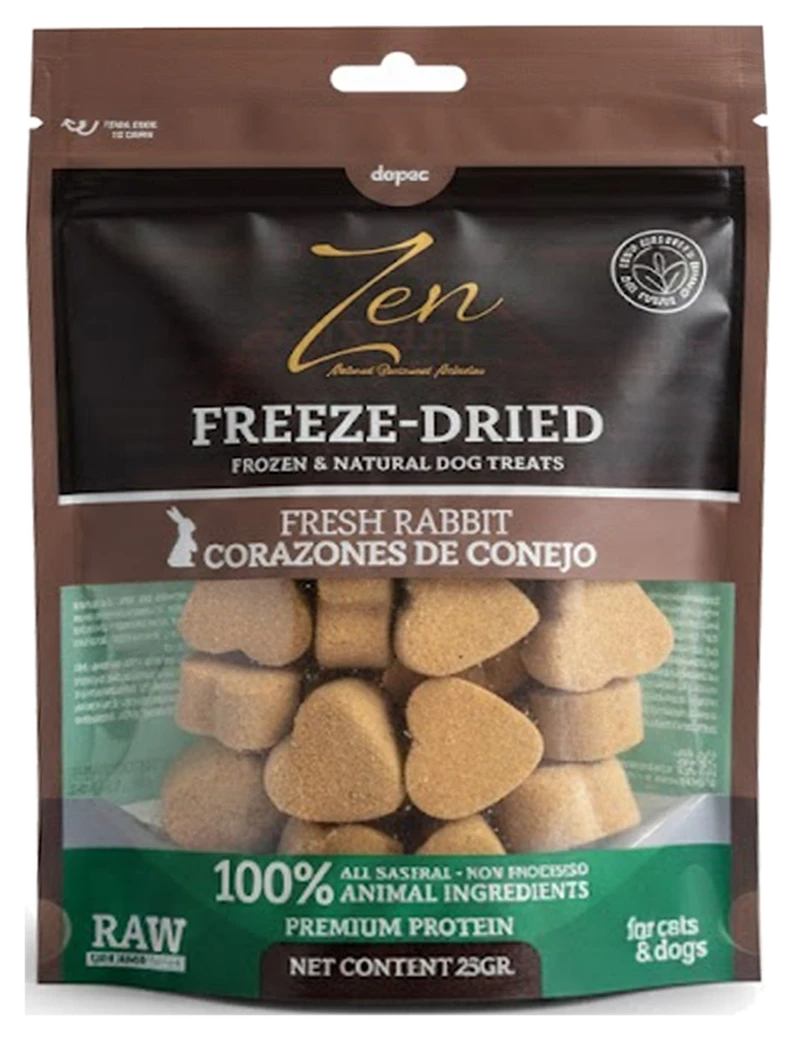 Bolsa de Zen Freeze-Dried Corazones de conejo de 25 g