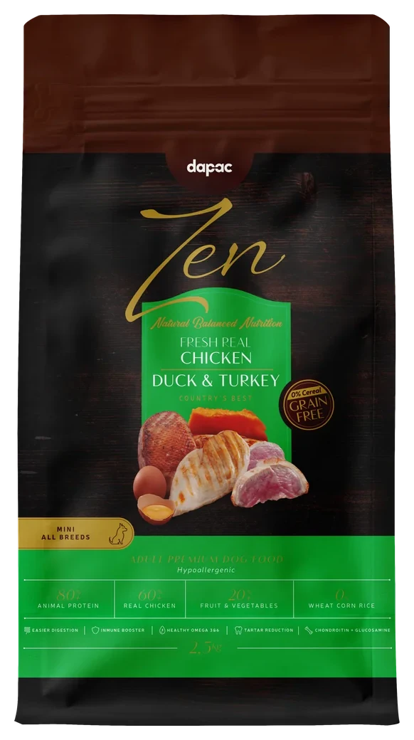 Saco Zen para raças mini com frango, pato e peru
