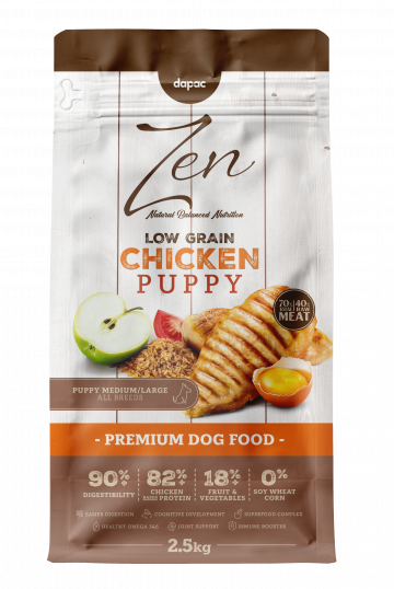 Zen Low Grain chicken puppy medium. Alimento premium para cachorros de razas adultas