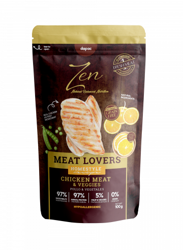 Zen pouches meat lovers pollo y vegetales para perros