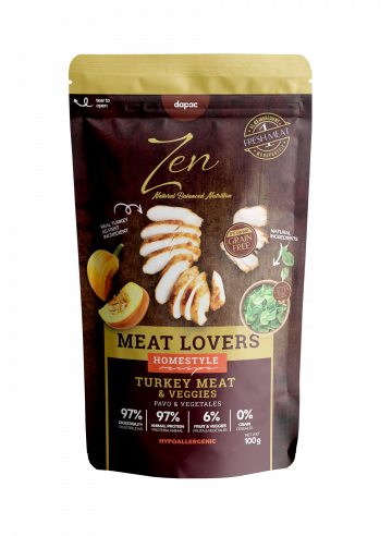 Zen Meat Lovers pouches para perros pavo y vegetales