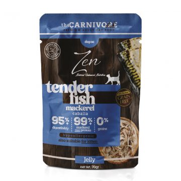 "Alimento húmedo para gatos Zen Dapac sabor caballa en gelatina, pack de 70g